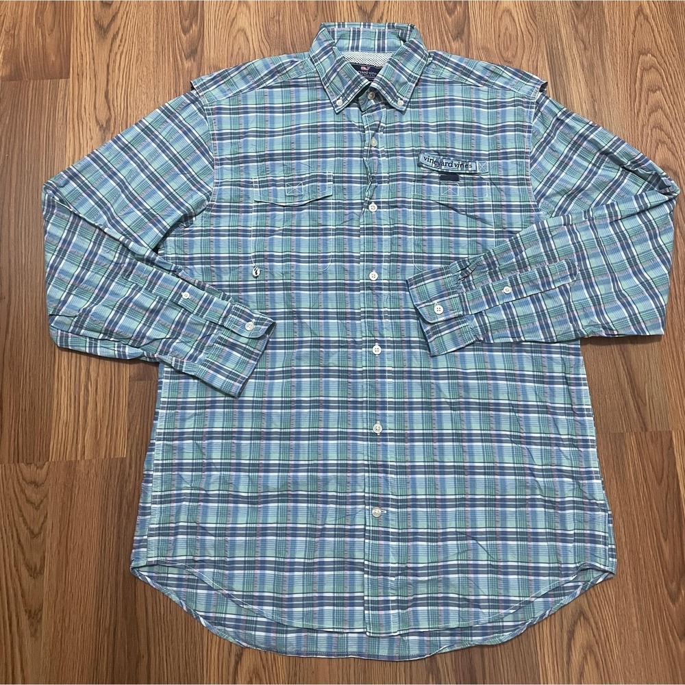 Vineyard Vines Harbor Shirt Mens Medium Plaid Long Sleeve